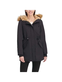 Women's Faux Fur Lined Hooded Parka Jacket(Standard and Plus Size)