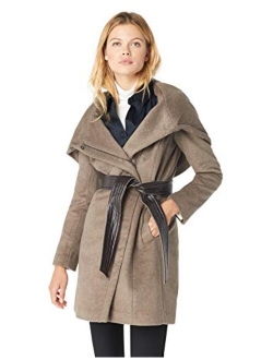 Women's Belted Asymmetrical Wool Coat