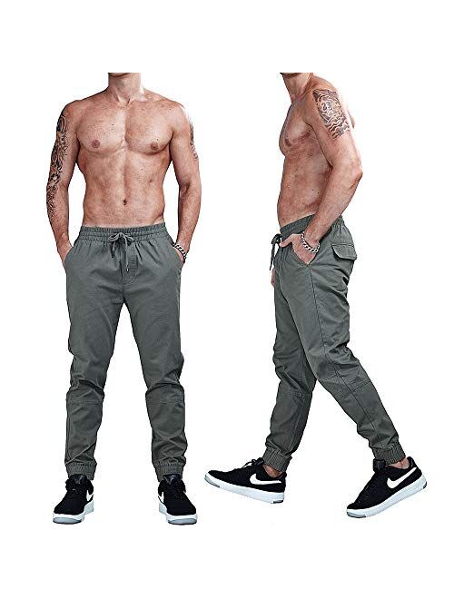 AIMPACT Men's Chino Jogger Pants Casual Fitted Cotton Camo Twill Jogging Trouser