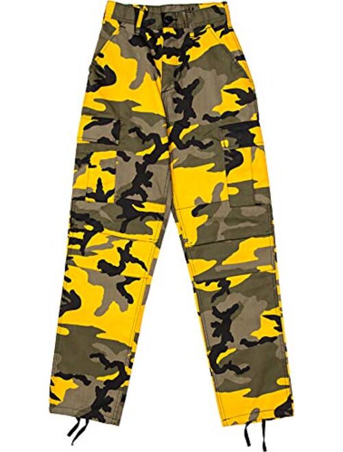 Yellow Camouflage Military BDU Pants Cargo Fatigues Fashion Trouser Camo Bottoms