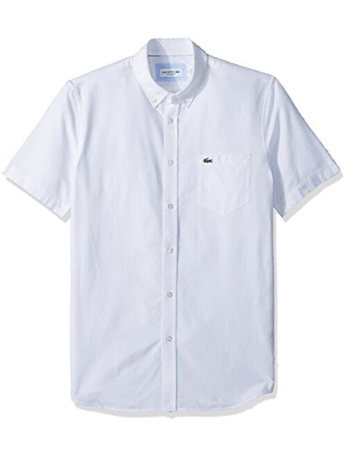 Lacoste Mens Short Sleeve Oxford Button Down Collar Regular Fit Woven Button Down Shirt