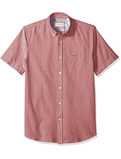 Lacoste Mens Short Sleeve Oxford Button Down Collar Regular Fit Woven Button Down Shirt