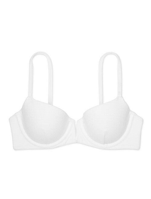 Women's Lightly Lined V-Wire Textured Bikini Top - Shade & Shore White