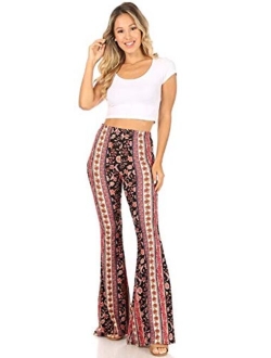 SWEETKIE Boho Flare Pants, Elastic Waist, Wide Leg Pants for Women, Solid & Printed, Stretchy and Soft