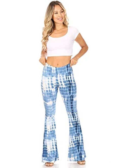 SWEETKIE Boho Flare Pants, Elastic Waist, Wide Leg Pants for Women, Solid & Printed, Stretchy and Soft