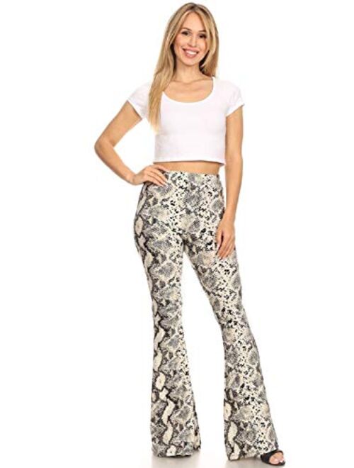 SWEETKIE Boho Flare Pants, Elastic Waist, Wide Leg Pants for Women, Solid & Printed, Stretchy and Soft