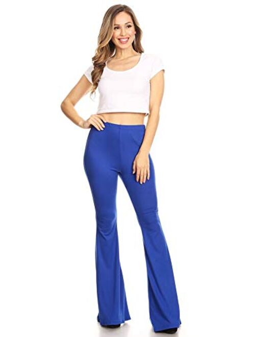 SWEETKIE Boho Flare Pants, Elastic Waist, Wide Leg Pants for Women, Solid & Printed, Stretchy and Soft