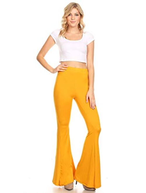 SWEETKIE Boho Flare Pants, Elastic Waist, Wide Leg Pants for Women, Solid & Printed, Stretchy and Soft