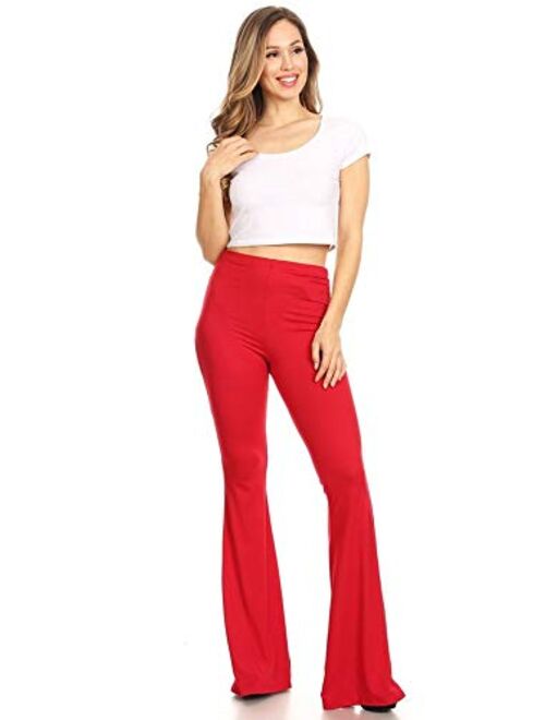 SWEETKIE Boho Flare Pants, Elastic Waist, Wide Leg Pants for Women, Solid & Printed, Stretchy and Soft