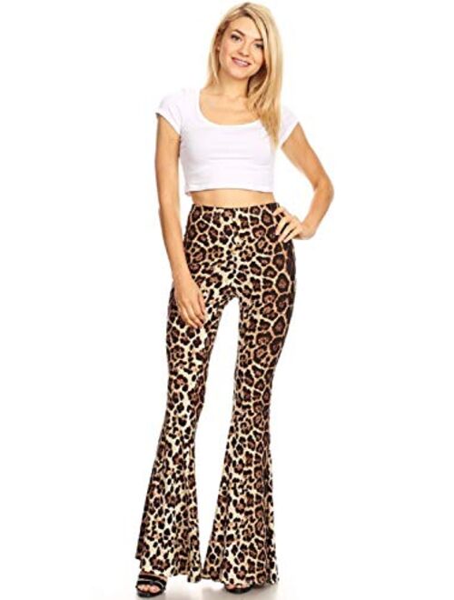 SWEETKIE Boho Flare Pants, Elastic Waist, Wide Leg Pants for Women, Solid & Printed, Stretchy and Soft