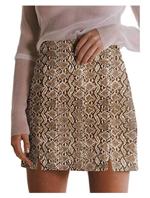 MANGOPOP Women's Classic High Waist Lace Up Bodycon Faux Suede A Line Mini Pencil Skirt