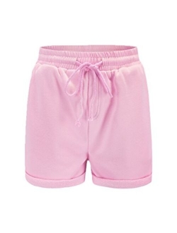 Famulily Women's Summer Beach Shorts Casual Comfy Pajama Shorts with Drawstring