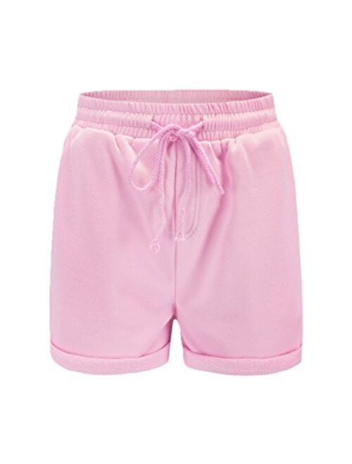 Famulily Women's Summer Beach Shorts Casual Comfy Pajama Shorts with Drawstring