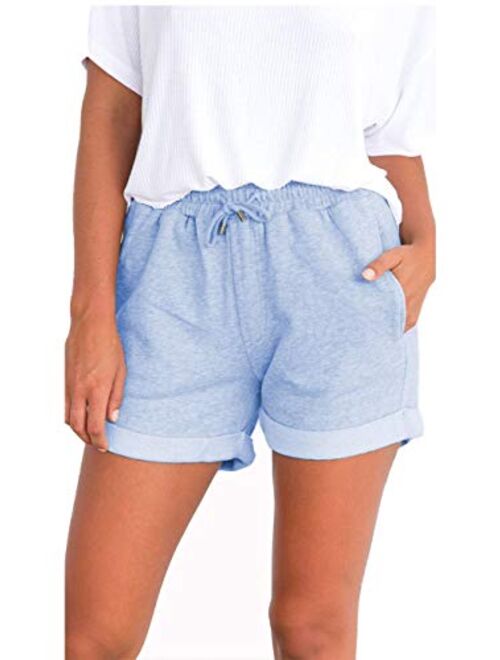 Famulily Women's Summer Beach Shorts Casual Comfy Pajama Shorts with Drawstring