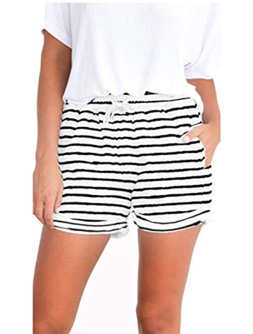 Famulily Women's Summer Beach Shorts Casual Comfy Pajama Shorts with Drawstring