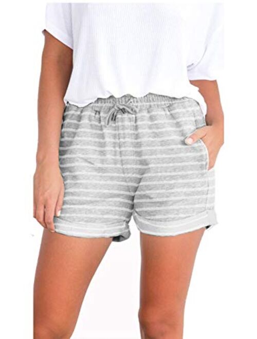 Famulily Women's Summer Beach Shorts Casual Comfy Pajama Shorts with Drawstring