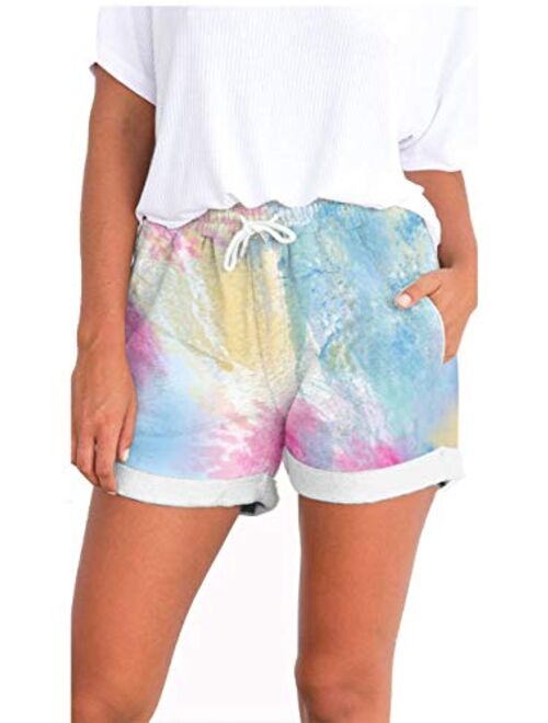 Famulily Women's Summer Beach Shorts Casual Comfy Pajama Shorts with Drawstring