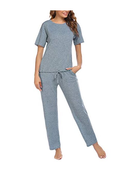 Beyove Womens Pajama Set Short Sleeve Shorts Sleepwear Nightwear Round Neck Soft Two-Piece Pj Set for Women(S-XXL)