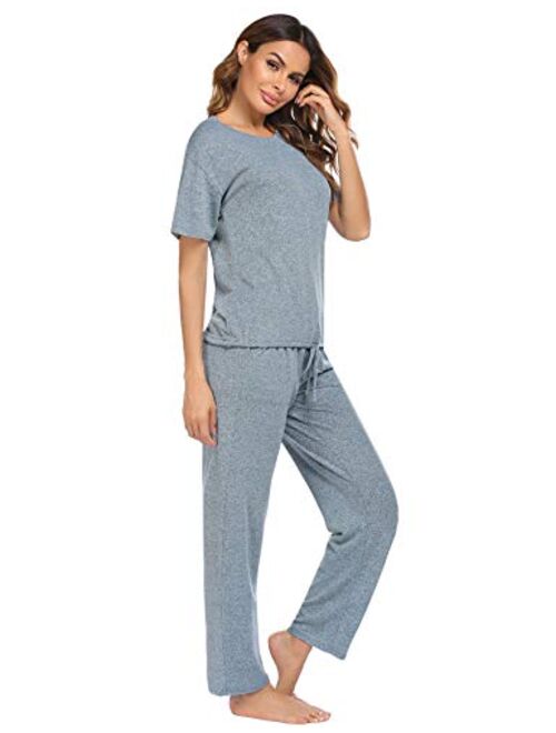 Beyove Womens Pajama Set Short Sleeve Shorts Sleepwear Nightwear Round Neck Soft Two-Piece Pj Set for Women(S-XXL)