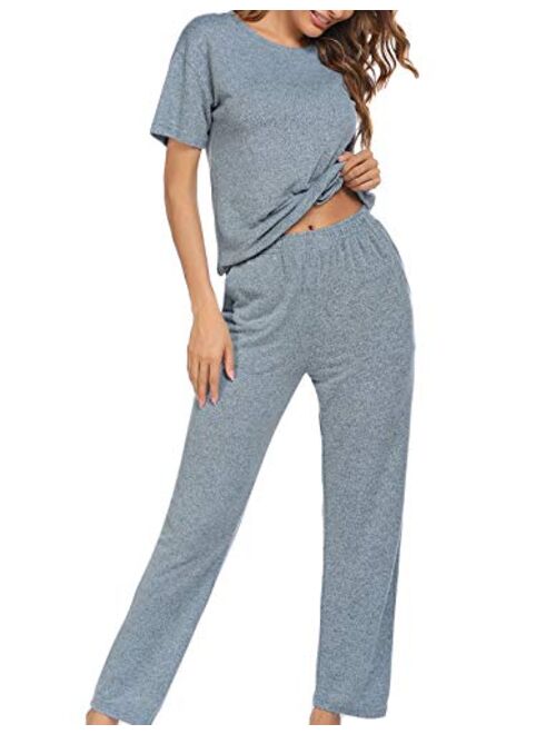 Beyove Womens Pajama Set Short Sleeve Shorts Sleepwear Nightwear Round Neck Soft Two-Piece Pj Set for Women(S-XXL)