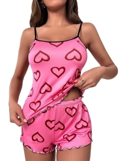 Women's Sleepwear Set Plaid Print Cami Top and Elastic Waist Short Pajama Set