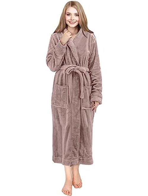 NY Threads Womens Fleece Bathrobe - Shawl Collar Soft Plush Robe Spa Robe