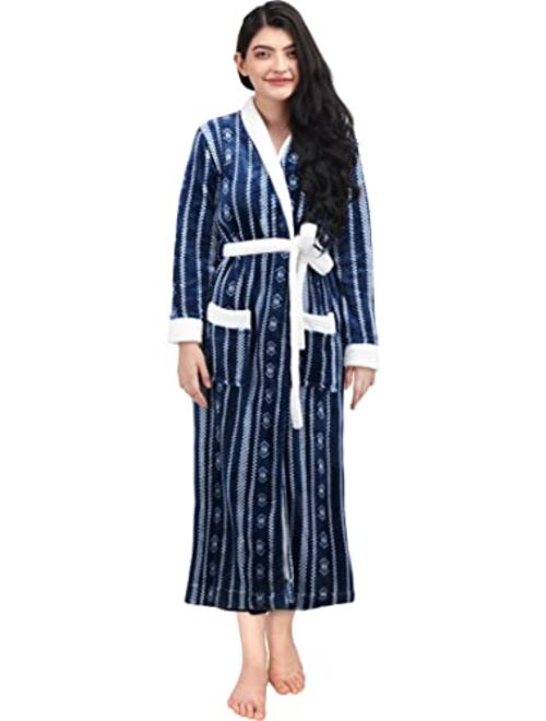 NY Threads Womens Fleece Bathrobe - Shawl Collar Soft Plush Robe Spa Robe