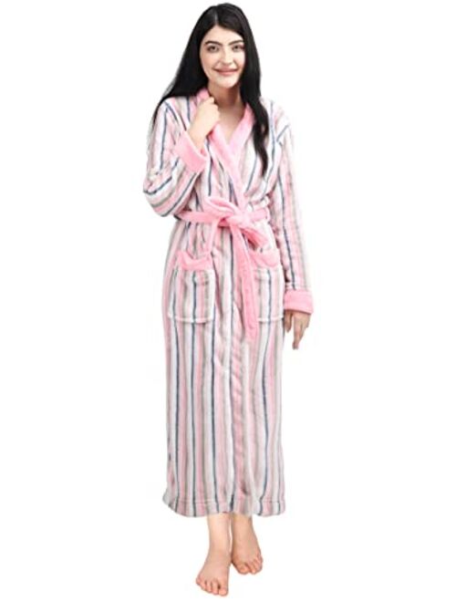 NY Threads Womens Fleece Bathrobe - Shawl Collar Soft Plush Robe Spa Robe