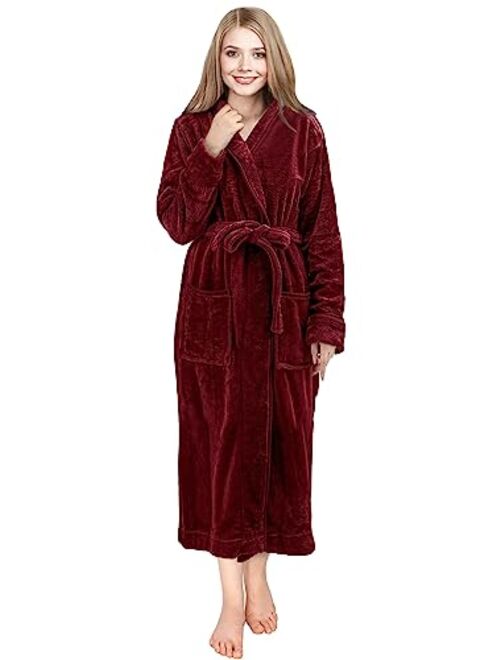 NY Threads Womens Fleece Bathrobe - Shawl Collar Soft Plush Robe Spa Robe