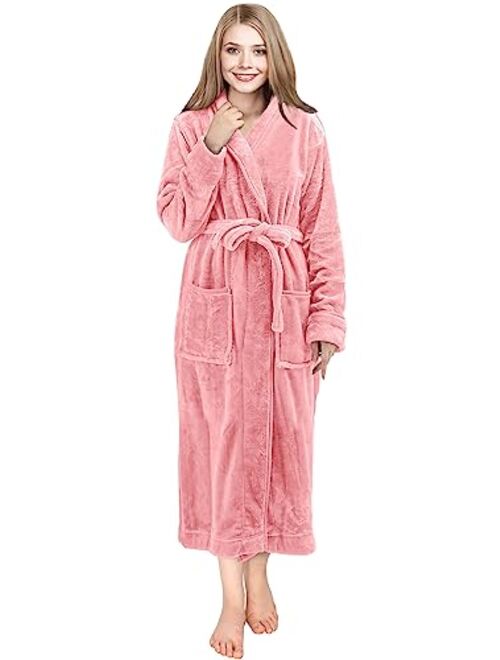 NY Threads Womens Fleece Bathrobe - Shawl Collar Soft Plush Robe Spa Robe