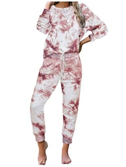 luvamia Women Tie Dye Pajama Sets Long Sleeve Tops and Pants PJ Sets Joggers Loungewear Sleepwear