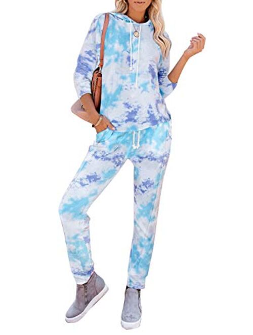 luvamia Women Tie Dye Pajama Sets Long Sleeve Tops and Pants PJ Sets Joggers Loungewear Sleepwear