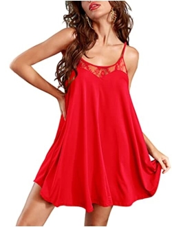 Nightgown Sexy Lingerie for Women Nightwear Lace Chemise Sleeveless Camisole Slip Dress Babydoll Sleepwear