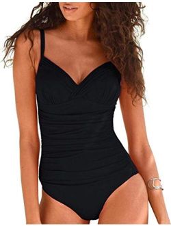 Hilor Women's One Piece Swimsuits Front Twist Bathing Suits Tummy