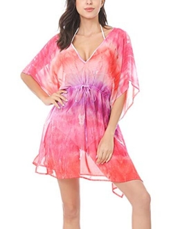 Moss Rose Women's Swimsuit Cover up Beach Kaftan for Bathing Suit with Floral Pattern