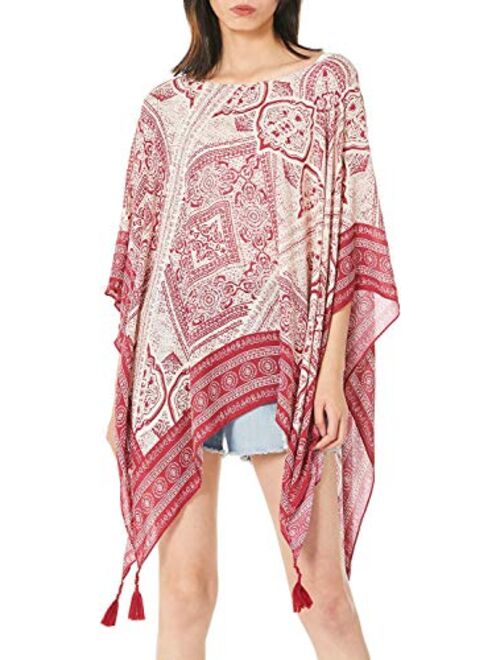 Moss Rose Women's Swimsuit Cover up Beach Kaftan for Bathing Suit with Floral Pattern