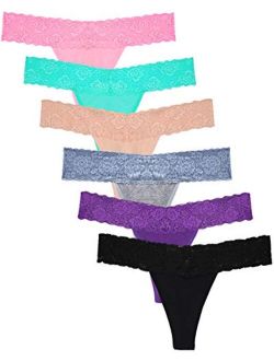 Women's Thin Lace Hollowed Out T Back Low Waist Ice Silk Sexy Cheeky Thong See Through Panties