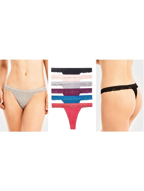 6 Pack of Sexy Lace Thong Panties Underwear Cotton Several Colors and Patterns