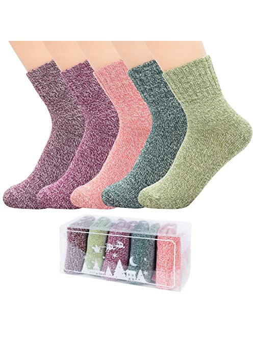 Century Star Womens Athletic Socks Knit Pattern Sports Socks Winter Wool Socks Crew Cut Cashmere Socks Warm Soft Socks