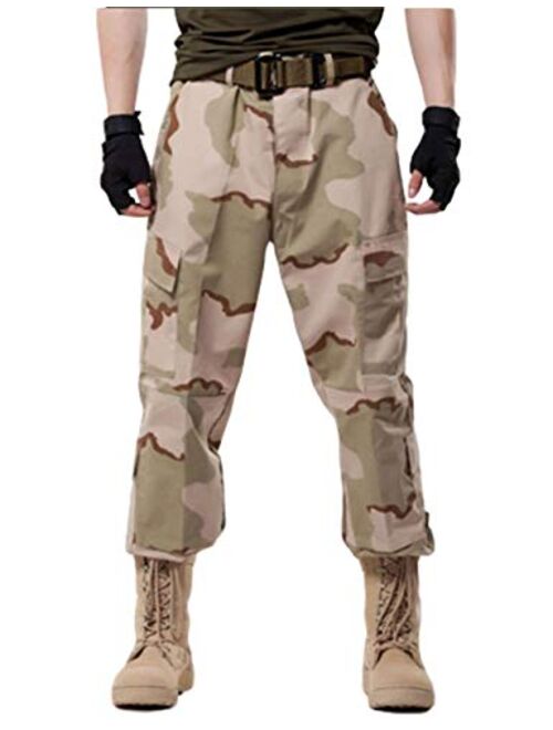 ZLSLZ Men's Military Tactical Casual Camouflage Multi-Pocket BDU Cargo Pants Trousers