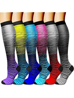 CHARMKING Compression Socks for Women & Men (6 Pairs) 15-20 mmHg is Best for Athletics, Running, Flight Travel, Crossfit