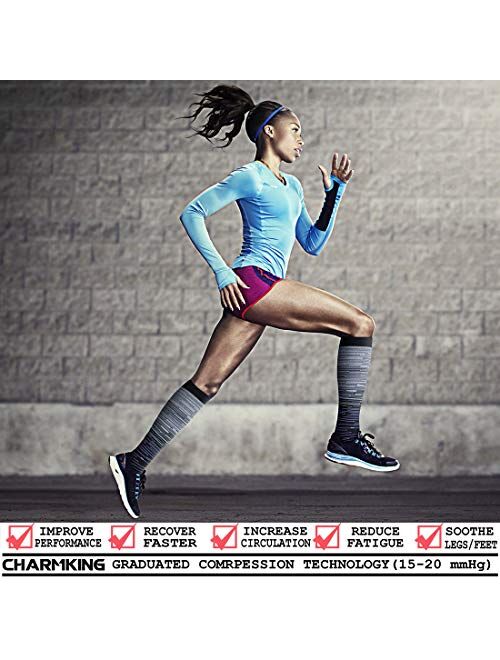 CHARMKING Compression Socks for Women & Men (6 Pairs) 15-20 mmHg is Best for Athletics, Running, Flight Travel, Crossfit