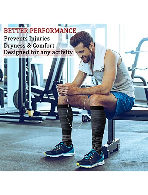 CHARMKING Compression Socks for Women & Men (6 Pairs) 15-20 mmHg is Best for Athletics, Running, Flight Travel, Crossfit