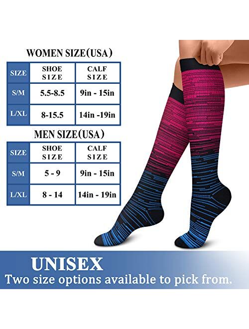 CHARMKING Compression Socks for Women & Men (6 Pairs) 15-20 mmHg is Best for Athletics, Running, Flight Travel, Crossfit