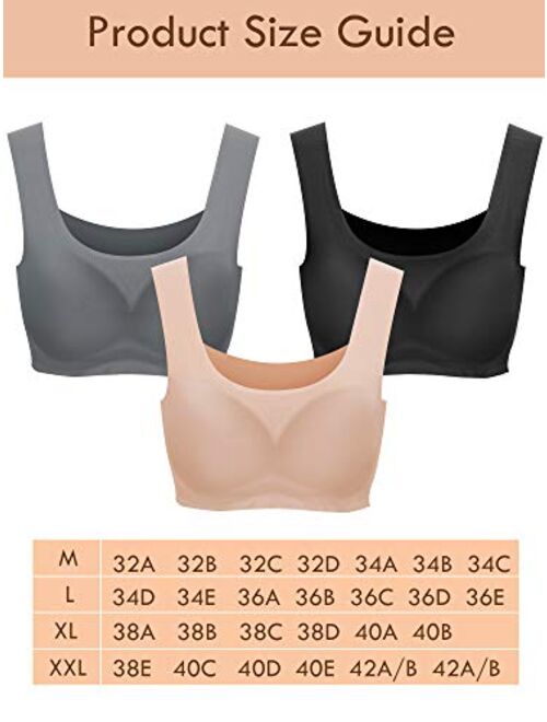 3 Pieces 5D Wireless Contour Bra Seamless Bra Comfortable Sleep Bra Soft Yoga Bra for Women