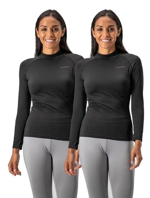 DEVOPS Women's 2 Pack Thermal Turtle Long Sleeve Shirts Compression Baselayer Tops