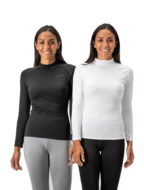 DEVOPS Women's 2 Pack Thermal Turtle Long Sleeve Shirts Compression Baselayer Tops