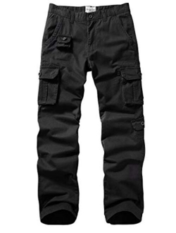 AKARMY Men's Rip-Stop Cotton Casual Cargo Pants, Military Tactical Pants Work Relaxed Fit Combat Trousers with 9 Pockets