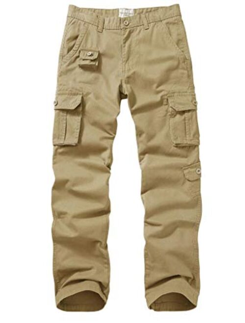 AKARMY Men's Rip-Stop Cotton Casual Cargo Pants, Military Tactical Pants Work Relaxed Fit Combat Trousers with 9 Pockets