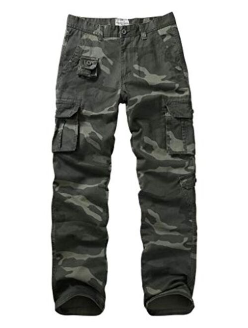 AKARMY Men's Rip-Stop Cotton Casual Cargo Pants, Military Tactical Pants Work Relaxed Fit Combat Trousers with 9 Pockets